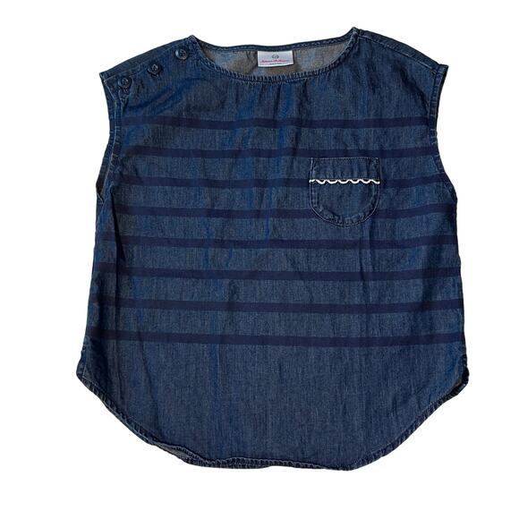 Hanna Andersson Denim Striped Top 120 - Picture 1 of 4